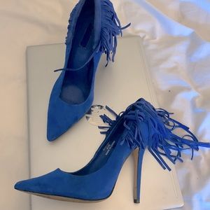 Blue suede heel
